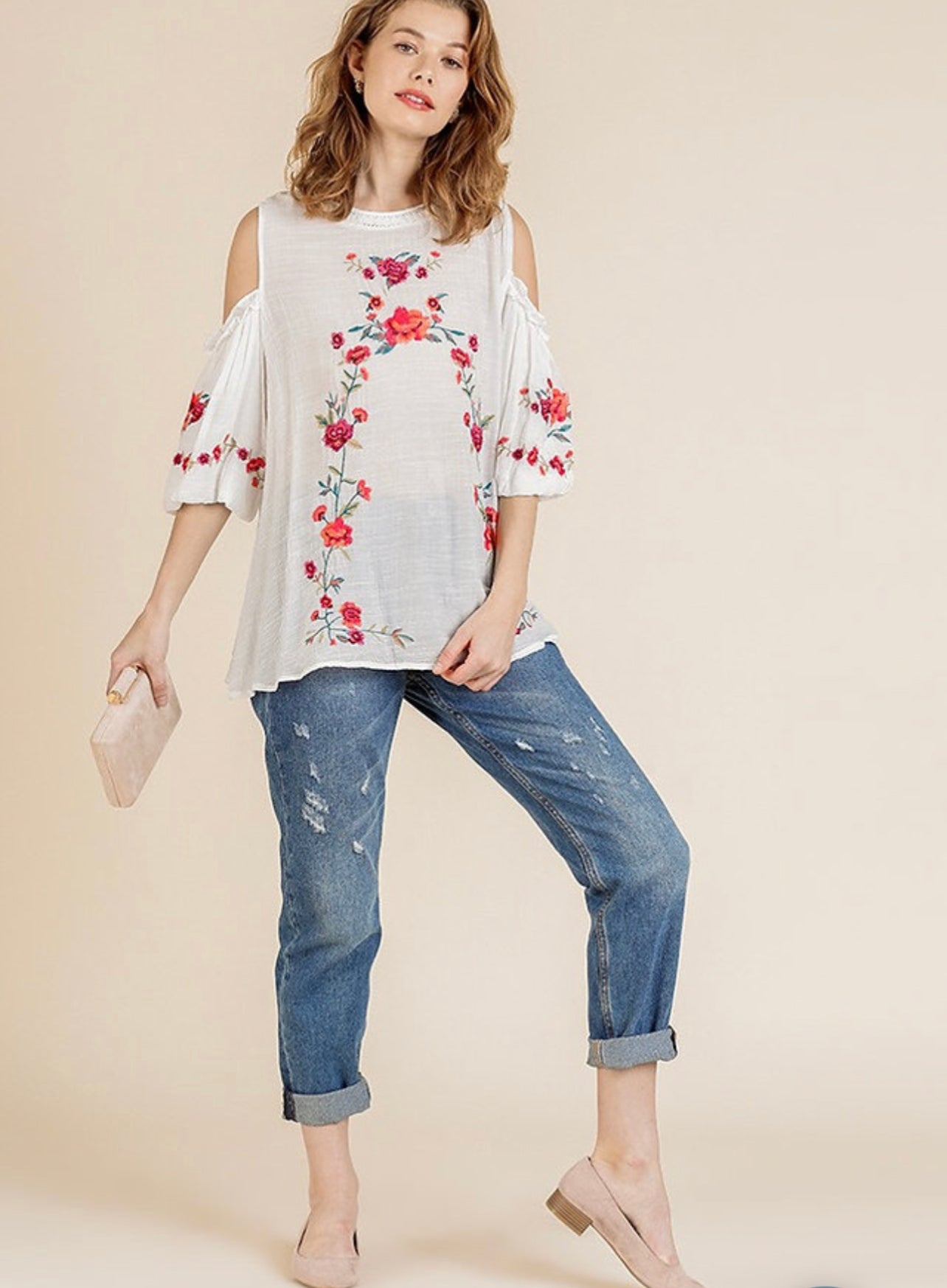 Blusa Blanca estampado floral (M)