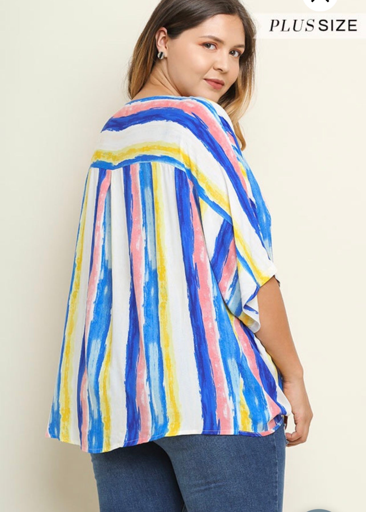 Water Rush Print Top Plus Size