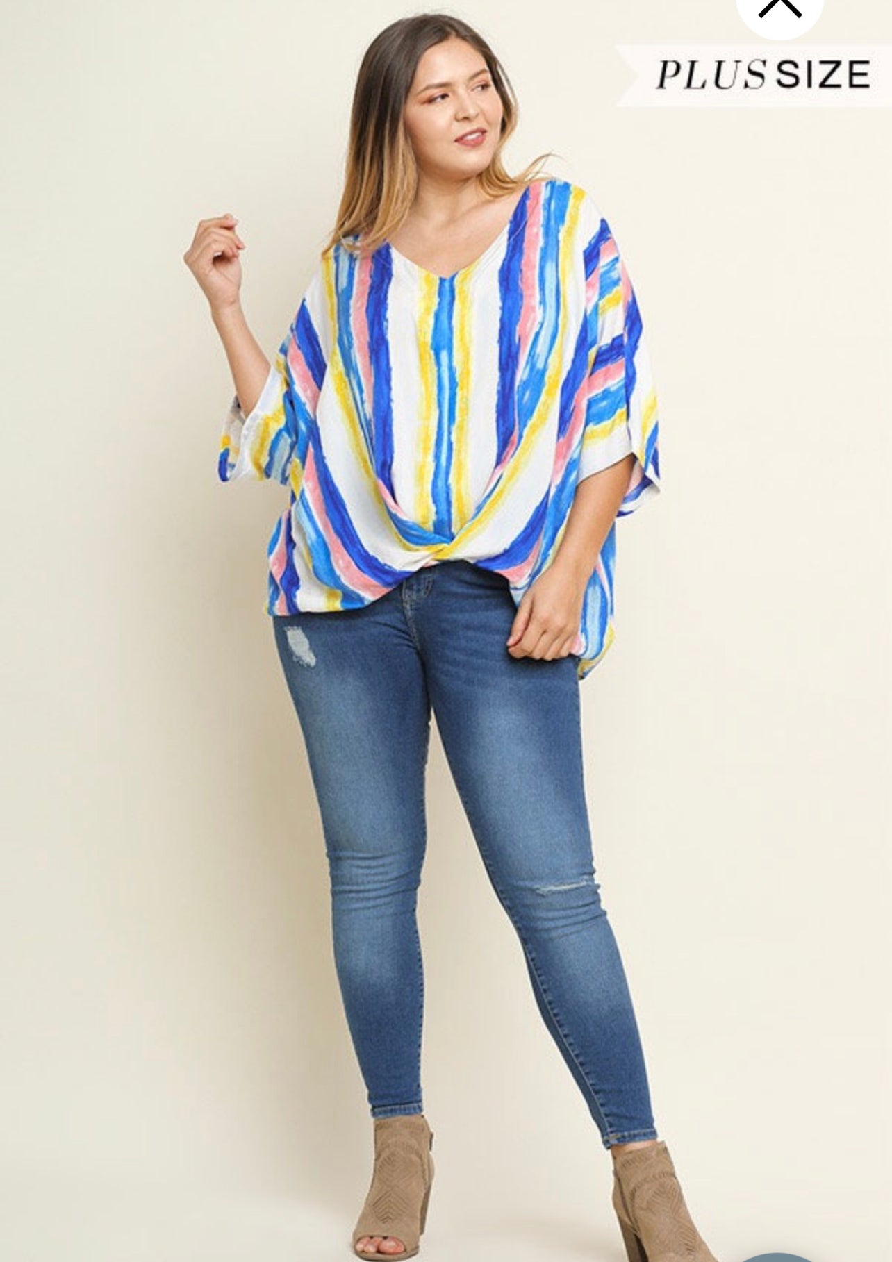 Water Rush Print Top Plus Size