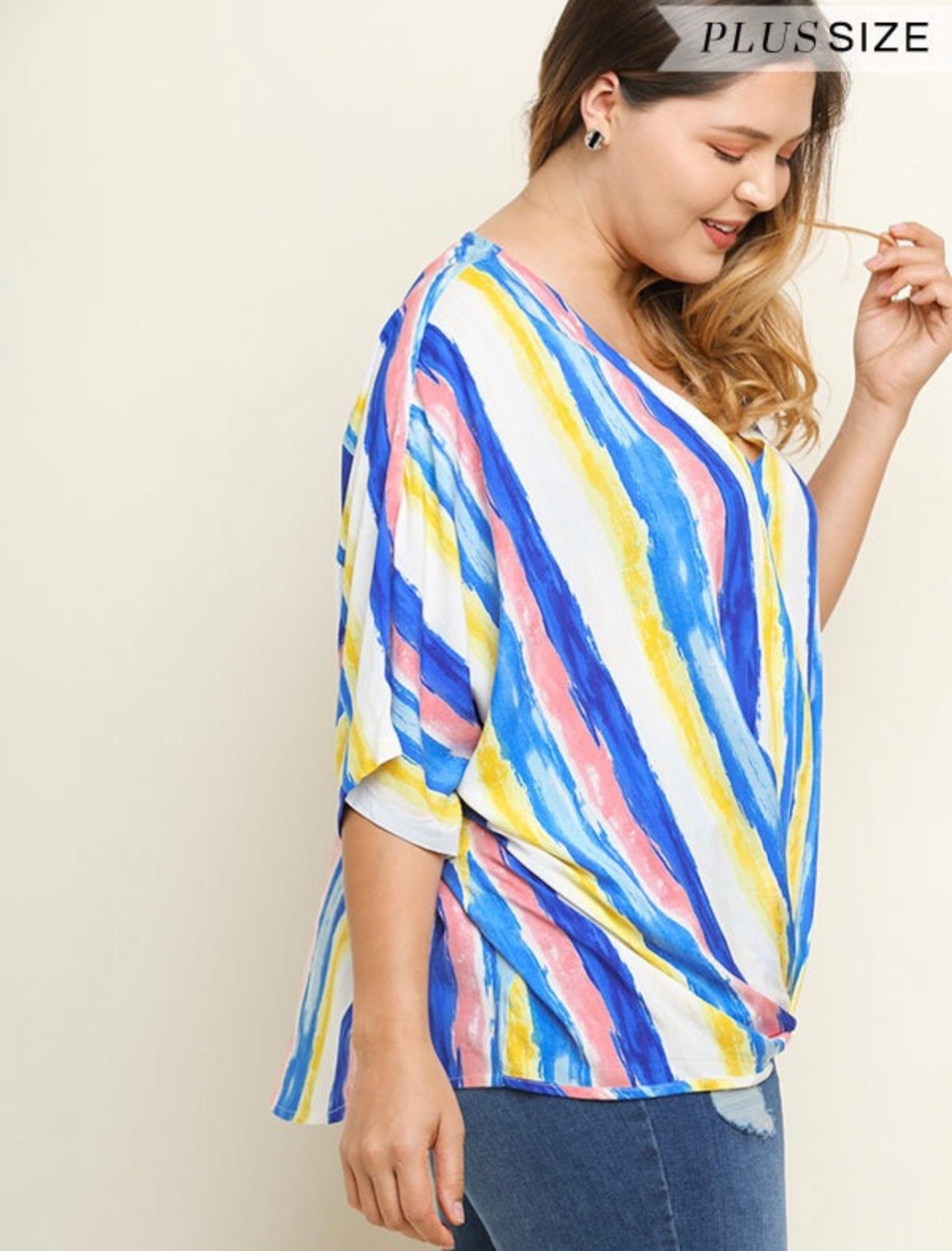 Water Rush Print Top Plus Size
