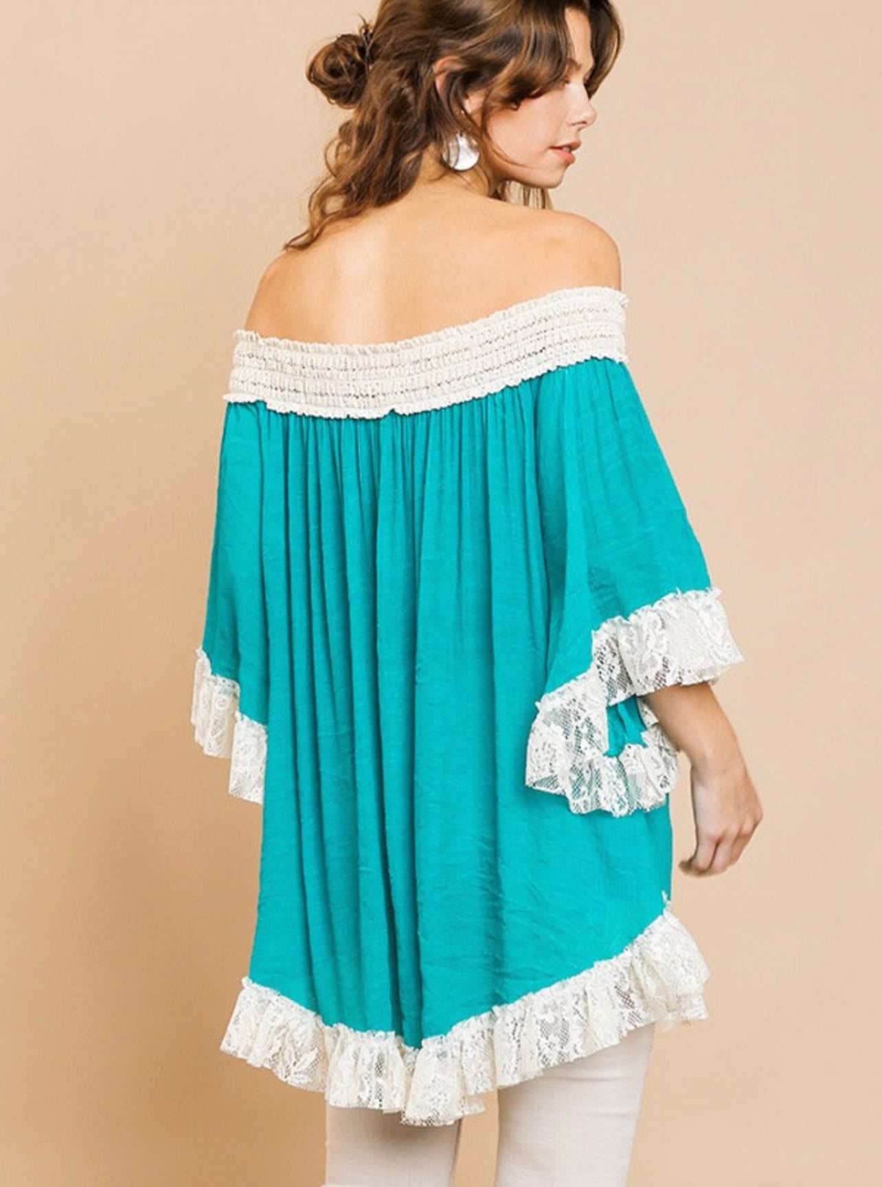 Off Shoulder Tunic with floral lace (S)